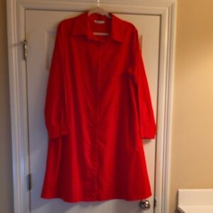 Elegant Red Button-Front Women's Dress